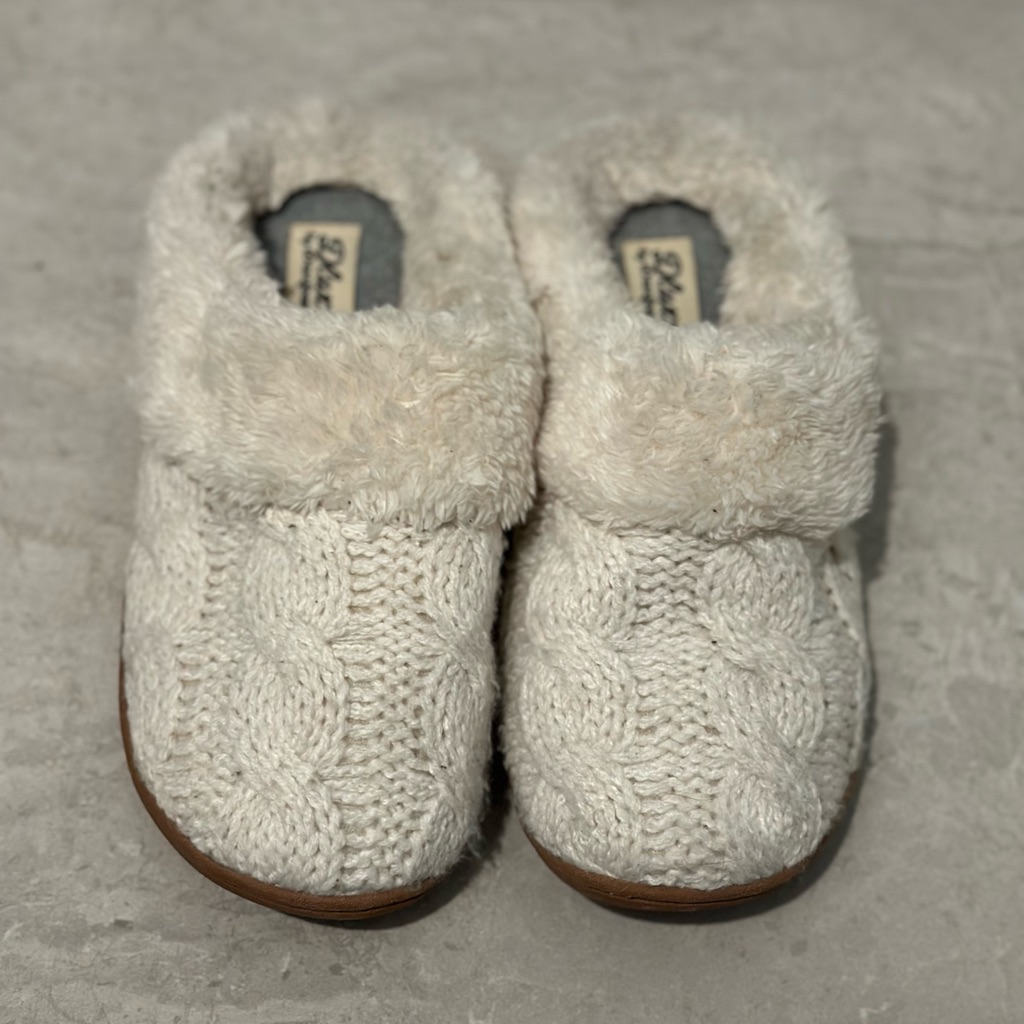 Cozy White Knit Kids Slippers